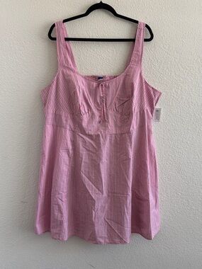 Old Navy Fit & Flare Cotton Pink Striped Cami Sleeveless Mini Dress Plus Size 2X